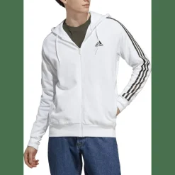 Essentials French Terry 3-Streifen Kapuzenjacke Herren Kapuzensweater